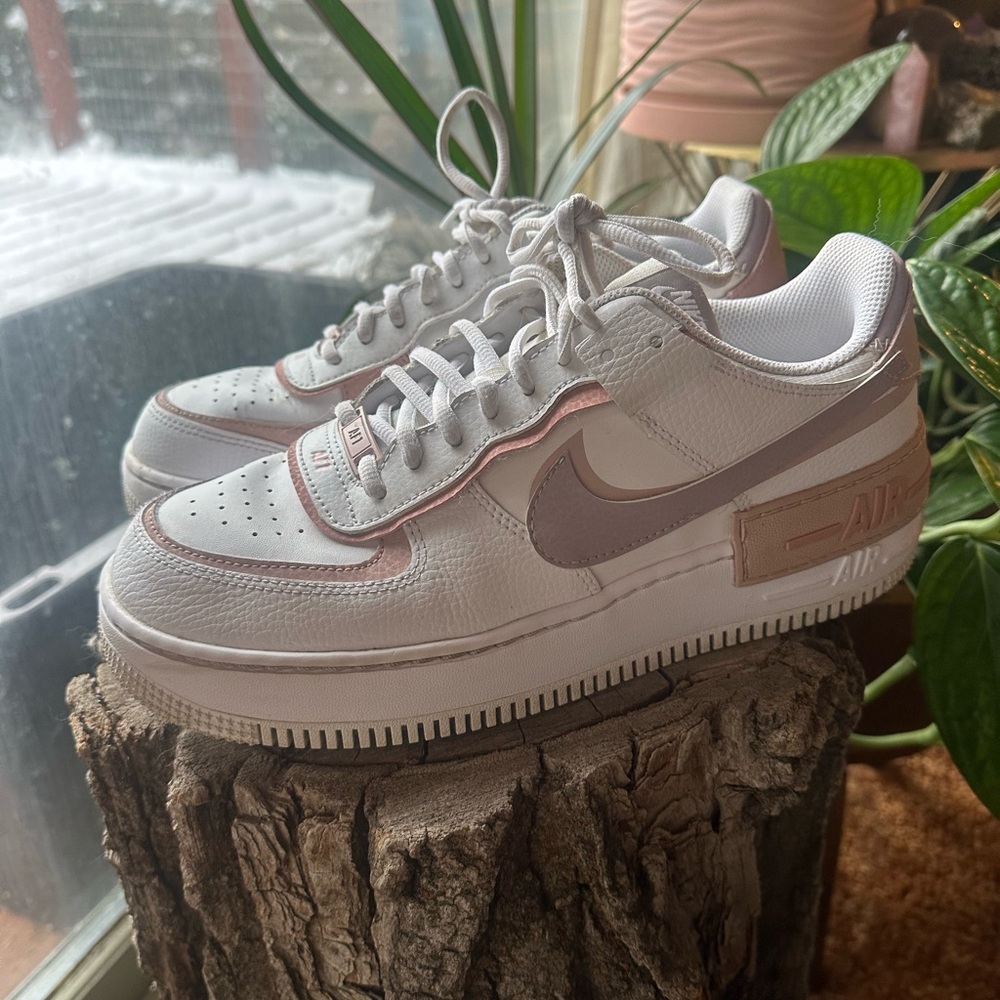 Nike Air Force 1 Shadow White and Pink Women's Shoes
